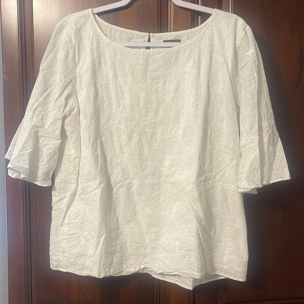 Ann Taylor white stitch top sz L
